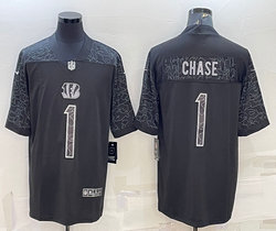Nike Cincinnati Bengals #1 Ja'Marr Chase Black Reflective Authentic Stitched NFL jersey