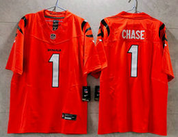 Nike Cincinnati Bengals #1 Ja'Marr Chase Orange 2023 F.U.S.E Authentic Stitched NFL Jersey