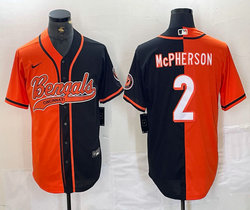 Nike Cincinnati Bengals #2 Evan McPherson Orange Black Joint Authentic Stitched baseball jersey