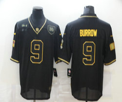Nike Cincinnati Bengals #9 Joe Burrow 2020 Black Gold Salute to Service Authentic Stitched NFL Jersey