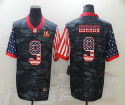 Nike Cincinnati Bengals #9 Joe Burrow 2020 USA Camo Salute to Service Authentic stitched NFL jersey