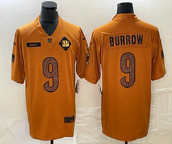 Nike Cincinnati Bengals #9 Joe Burrow 2023 Brown Salute To Service Authentic Stitched NFL Jersey