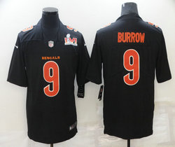 Nike Cincinnati Bengals #9 Joe Burrow Black Orange Number 2022 Super Bowl LVI Authentic Stitched NFL Jersey