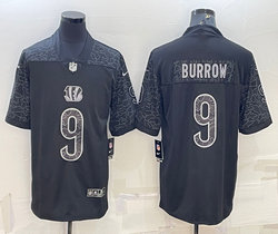 Nike Cincinnati Bengals #9 Joe Burrow Black Reflective Authentic Stitched NFL Jersey