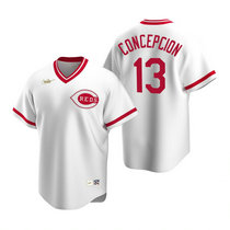 Nike Cincinnati Reds #13 Dave Concepci贸n White Cooperstown Collection Authentic Stitched MLB Jersey