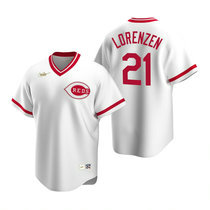 Nike Cincinnati Reds #21 Michael Lorenzen White Cooperstown Collection Authentic Stitched MLB Jersey