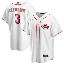 Nike Cincinnati Reds #3 Jeimer Candelario White Game Authentic Stitched MLB Jersey