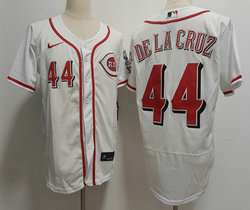 Nike Cincinnati Reds #44 Elly De La Cruz White FlexBase Red 44 in front Authentic Stitched MLB Jersey