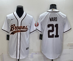 Nike Cleveland Browns #21 Denzel Ward White Joint adults Authentic Stitched baseball jersey