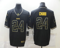 Nike Cleveland Browns #24 Nick Chubb 2020 Black Gold Salute to Service Authentic Stitched NFL Jersey