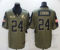 Nike Cleveland Browns #24 Nick Chubb 2021 salute to service Authentic Stitched NFL Jersey