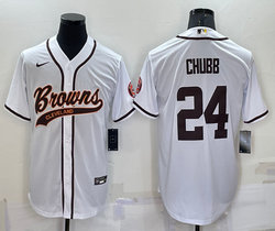 Nike Cleveland Browns #24 Nick Chubb White Joint adults Authentic Stitched baseball jersey