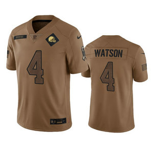Nike Cleveland Browns #4 Deshaun Watson 2023 Brown Salute To Service Authentic Stitched NFL Jersey
