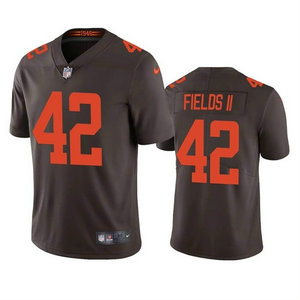 Nike Cleveland Browns #42 Tony Fields II Brown Vapor Untouchable Authentic Stitched NFL Jersey