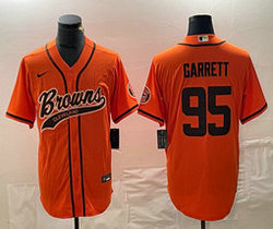 Nike Cleveland Browns #95 Myles Garrett Orange Joint Authentic Stitched baseball jersey