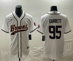 Nike Cleveland Browns #95 Myles Garrett White Joint Authentic Stitched baseball jersey