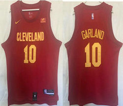 Nike Cleveland Cavaliers #10 Darius Garland Red With Advertising 22-23 Authentic Stitched NBA Jersey