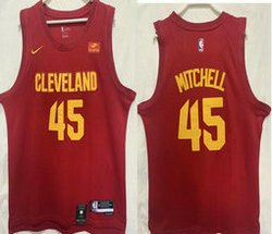 Nike Cleveland Cavaliers #45 Donovan Mitchell Red With Advertising 22-23 Authentic Stitched NBA Jersey
