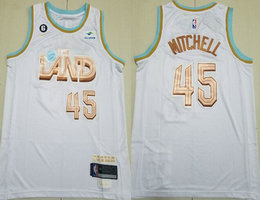 Nike Cleveland Cavaliers #45 Donovan Mitchell White City 22-23 With Advertising Authentic Stitched NBA Jersey