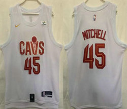 Nike Cleveland Cavaliers #45 Donovan Mitchell White With Advertising 22-23 Authentic Stitched NBA Jersey