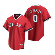 Nike Cleveland Indians #0 Delino DeShields Red Cooperstown Collection Authentic Stitched MLB Jersey