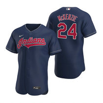 Nike Cleveland Indians #24 Triston McKenzie Indians Navy Blue Flexbase Authentic Stitched MLB Jerseys