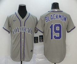 Nike Colorado Rockies #19 Charlie Blackmon Grey Game Authentic Stitched MLB Jersey