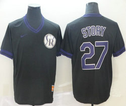 Nike Colorado Rockies #27 Trevor Story Pullover Throwback Authentic stitched MLB jersey