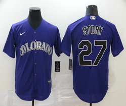 Nike Colorado Rockies #27 Trevor Story Purple Game Authentic Stitched MLB Jersey