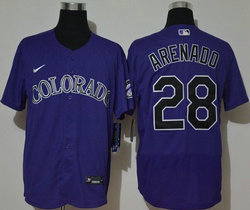 Nike Colorado Rockies #28 Nolan Arenado Purple Flexbase Authentic Stitched MLB jersey