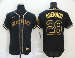 Nike Colorado Rockies #28 Nolan Arenado Throwback Gold Number Flexbase Authentic Stitched MLB Jersey