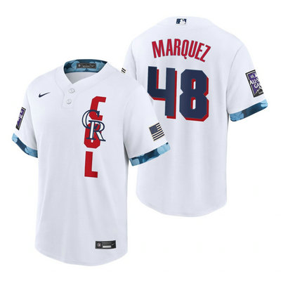 Nike Colorado Rockies #48 German Marquez 2021 All star White Game Authentic Stitched MLB Jersey