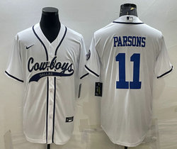 Nike Dallas Cowboys #11 Micah Parsons White light blue name and number Joint Authentic Stitched baseball jersey