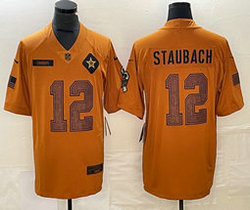 Nike Dallas Cowboys #12 Roger Staubach 2023 Brown Salute To Service Authentic Stitched NFL Jersey
