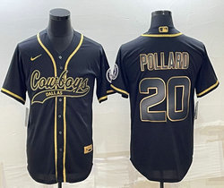 Nike Dallas Cowboys #20 Tony Pollard Black Gold Joint Authentic Stitched baseball jersey