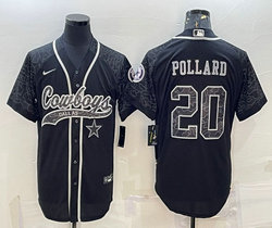 Nike Dallas Cowboys #20 Tony Pollard Black Reflective Joint Authentic Stitched baseball jersey