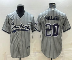 Nike Dallas Cowboys #20 Tony Pollard grey stripe Joint Authentic Stitched baseball jersey