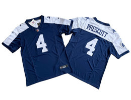Nike Dallas Cowboys #4 Dak Prescott Thanksgiving Blue 2023 F.U.S.E Authentic Stitched NFL Jersey
