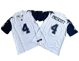 Nike Dallas Cowboys #4 Dak Prescott White Throwback F.U.S.E. Authentic Stitched NFL Jerseys