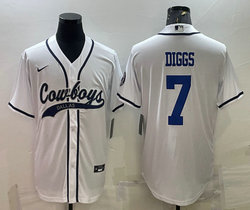 Nike Dallas Cowboys #7 Trevon Diggs White light blue name and number Joint Authentic Stitched baseball jersey