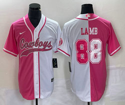 Nike Dallas Cowboys #88 CeeDee Lamb Pink and White Stitched Football Jersey