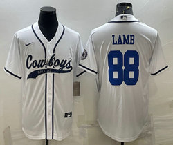 Nike Dallas Cowboys #88 CeeDee Lamb White light blue name and number Joint Authentic Stitched baseball jersey