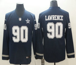 Nike Dallas Cowboys #90 Demarcus Lawrence Navy Blue Long sleeve Authentic stitched NFL jersey