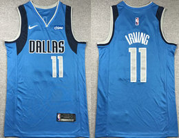Nike Dallas Mavericks #11 Kyrie Irving Blue With Advertising Authentic Stitched NBA Jersey