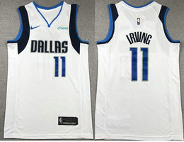 Nike Dallas Mavericks #11 Kyrie Irving White With Advertising Authentic Stitched NBA Jersey