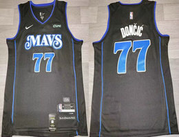 Nike Dallas Mavericks #77 Luka Doncic Black 2024 City With Advertising Stitched NBA Jersey