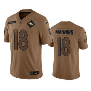 Nike Denver Broncos #18 Peyton Manning 2023 Brown Salute To Service Authentic Stitched NFL Jersey