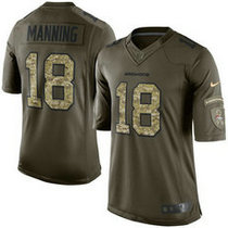 Nike Denver Broncos #18 Peyton Manning Army Green Salute To Service Limited Authentic Stitched NFL jersey