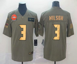 Nike Denver Broncos #3 Russell Wilson 2019 Gold number salute to service Authentic stitched NFL jersey