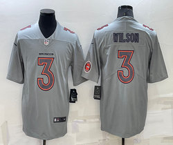 Nike Denver Broncos #3 Russell Wilson Grey Atmosphere Fashion sleeves with patch Authentic Stitched NFL Jersey